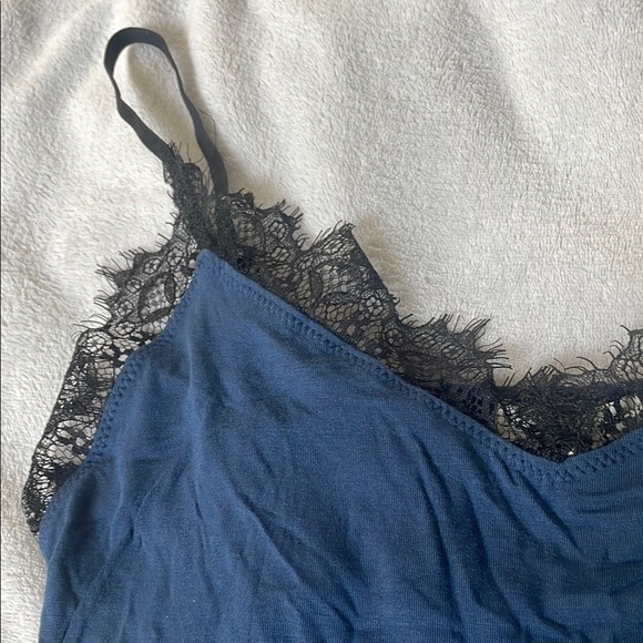 NEW Seeing Stars Navy Sleep Camisole with Eyelash Lace Detail - Picture 2 of 6